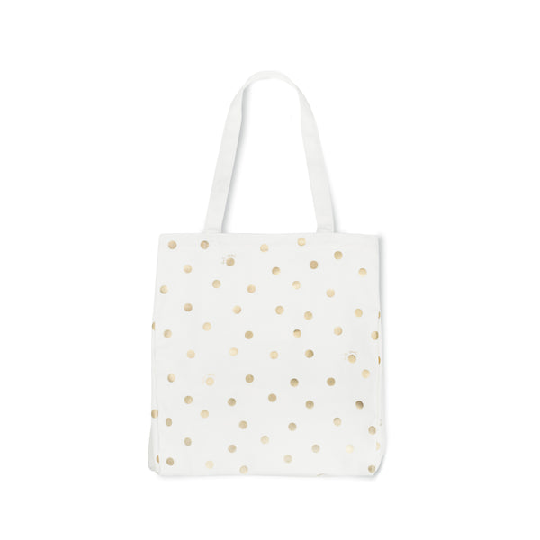 Kate Spade New York Canvas Book Tote Gold Dot with Script