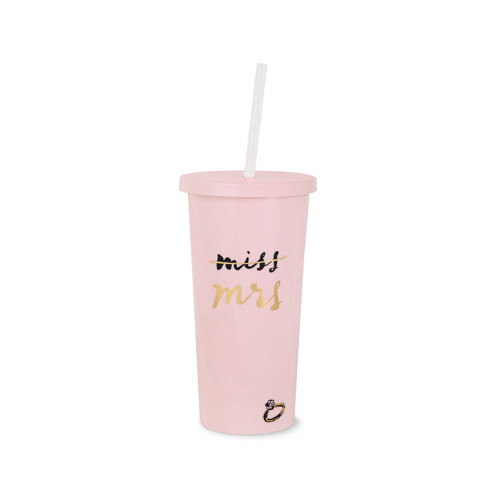 Acrylic Tumbler with Straw, Miss to Mrs. (Blush)