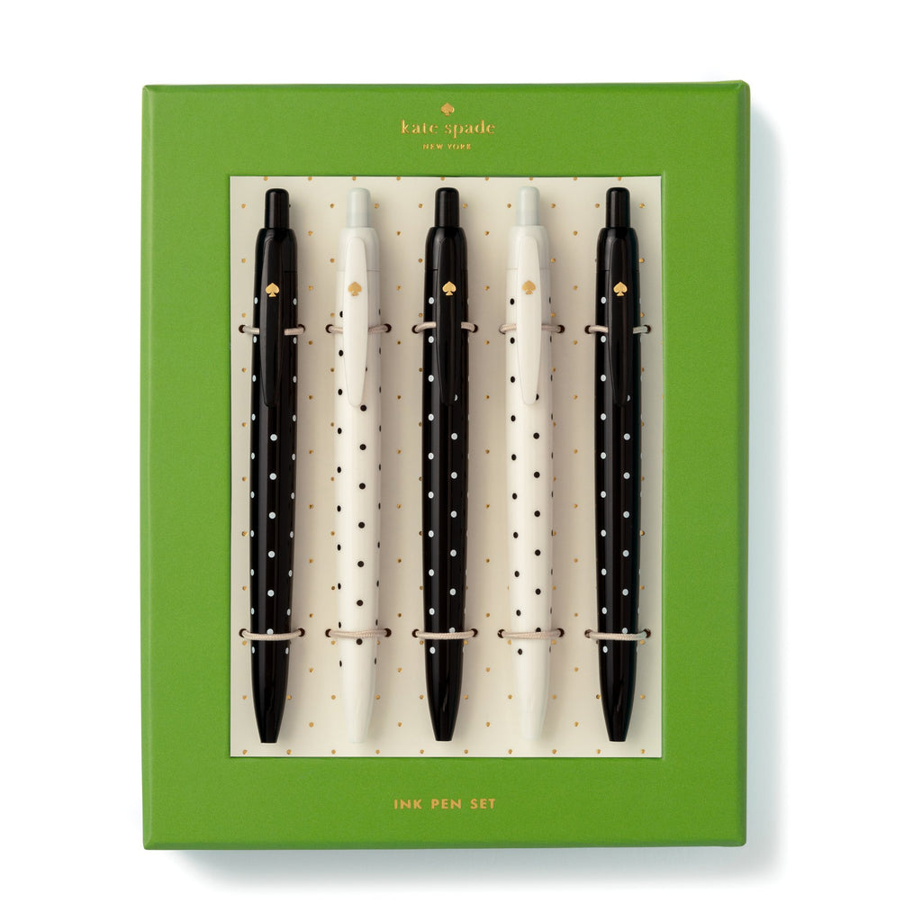 kate spade new york Pen Set Of 5, Black Dots