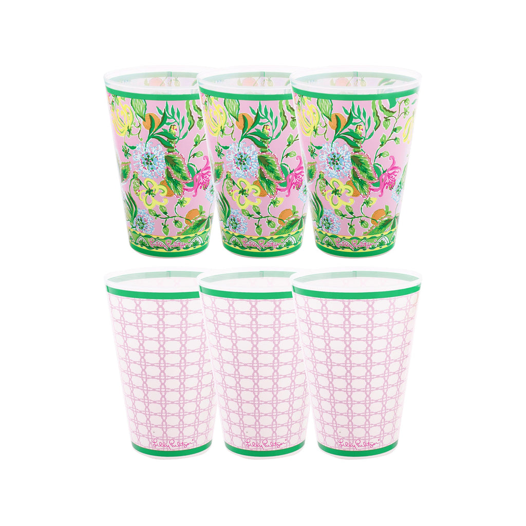 Pool Cups, Via Amore Spritzer/Conch Shell Pink Caning