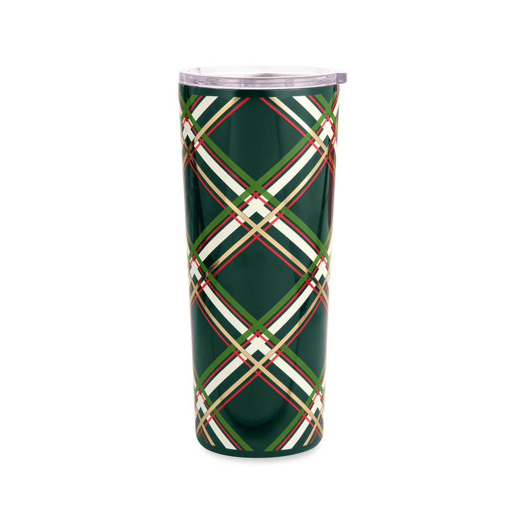 Stainless Steel Tumbler, Spruce Plaid