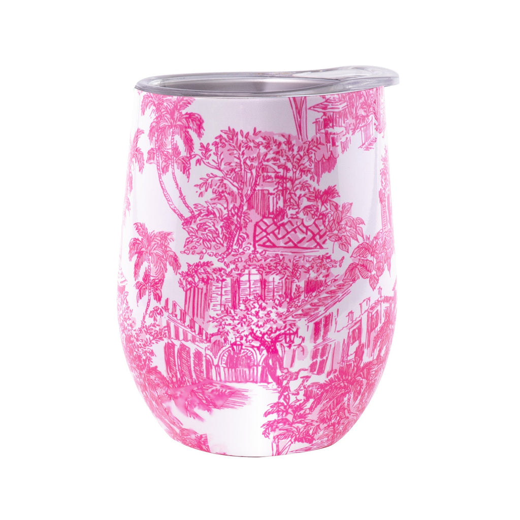 Insulated Stemless Tumbler, Palm Beach Toile