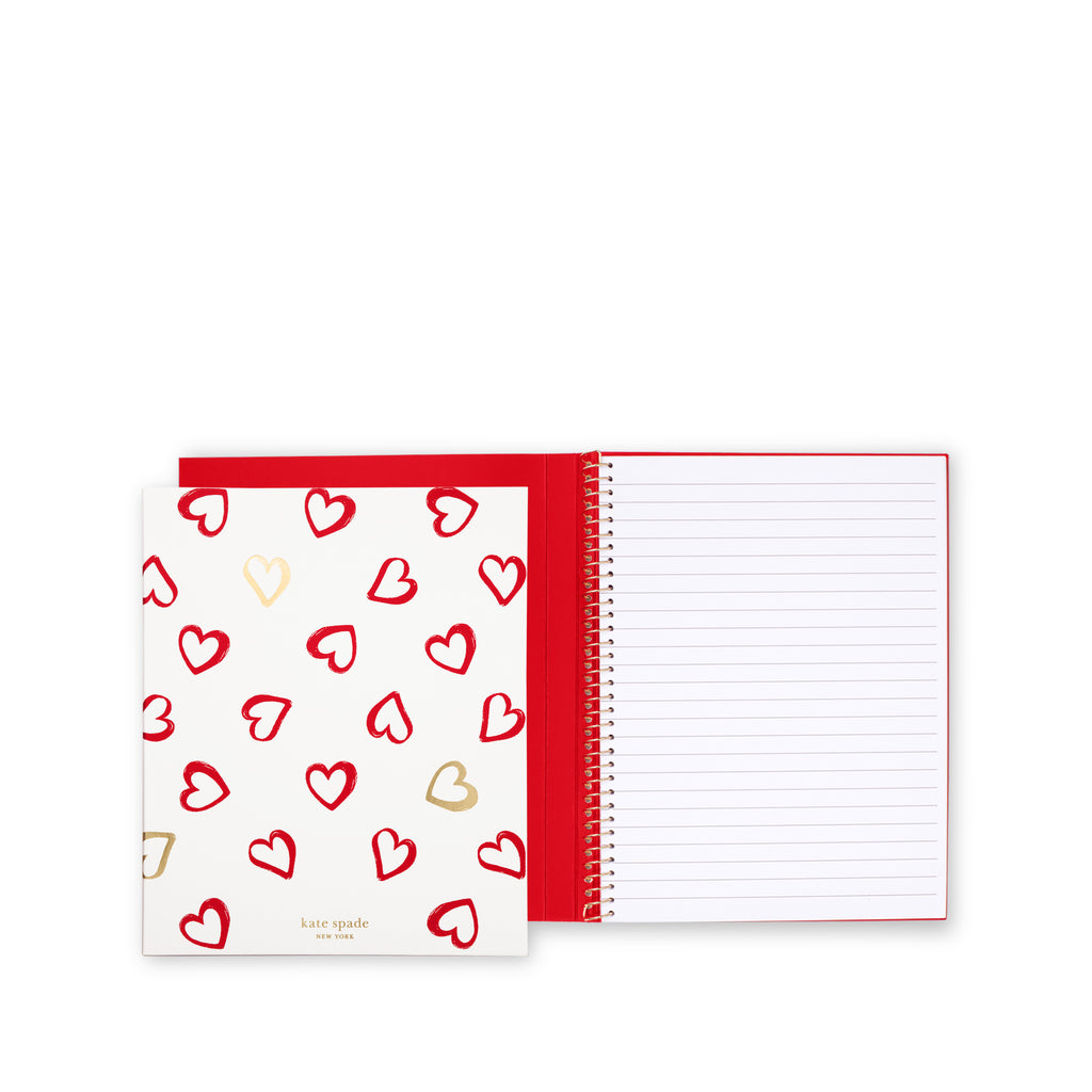 Concealed Spiral Notebook, Brushstroke Hearts