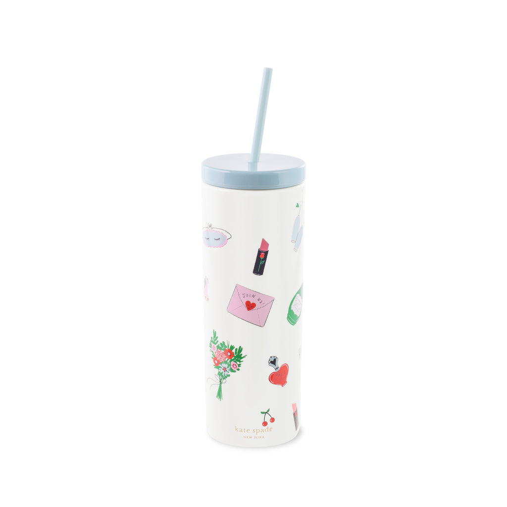Acrylic Tumbler with Straw, Wedding Cake Toss
