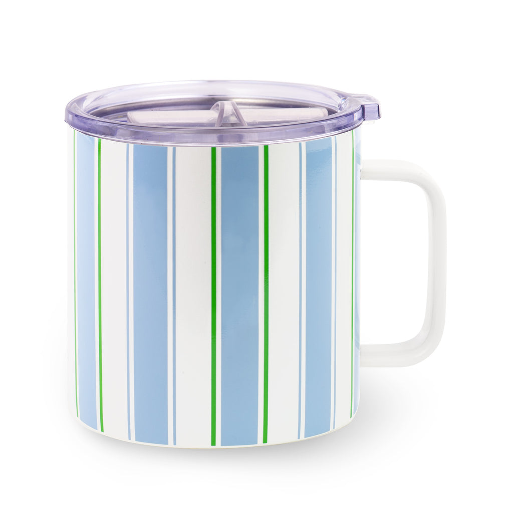 Stainless Steel Coffee Mug, Daisy Stripe