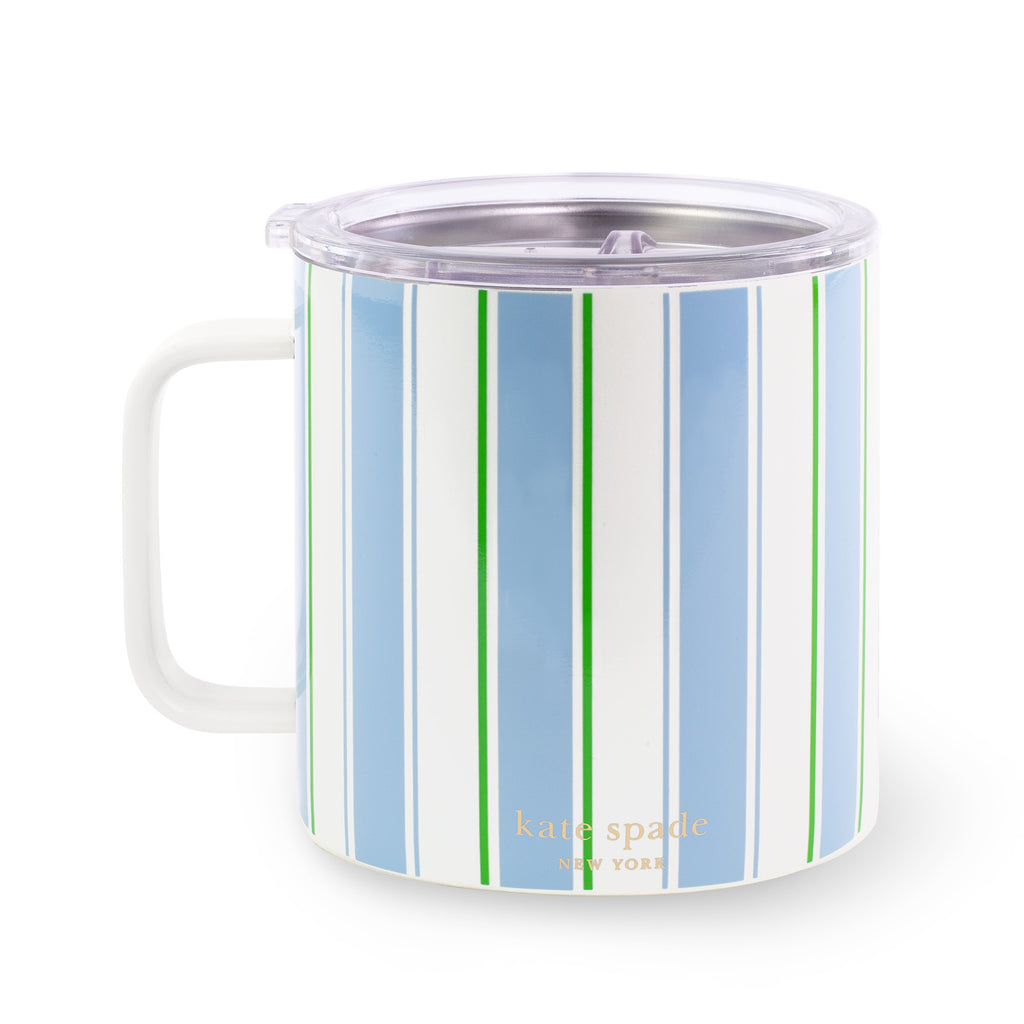 Stainless Steel Coffee Mug, Daisy Stripe