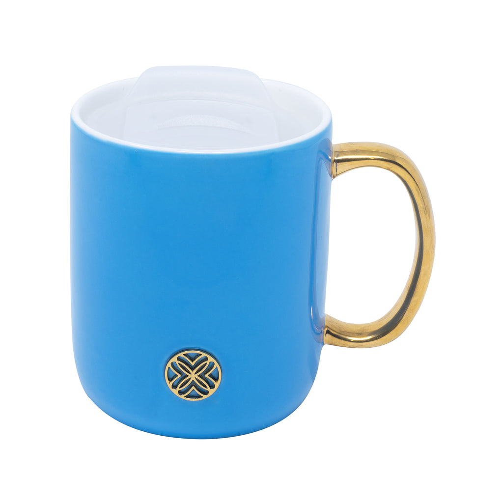 Ceramic Mug with Lid, Blue Stream