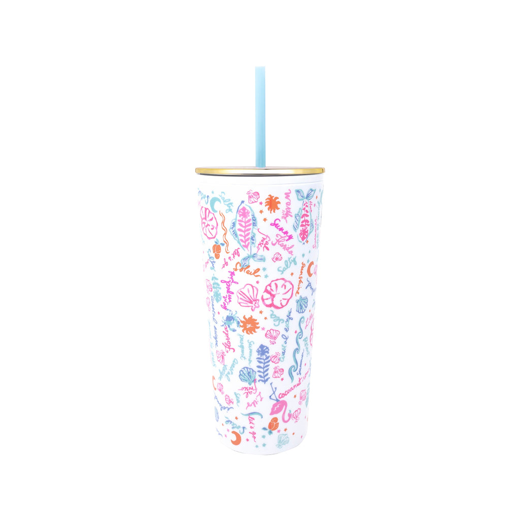 Tumbler with Straw, Summer Serenade
