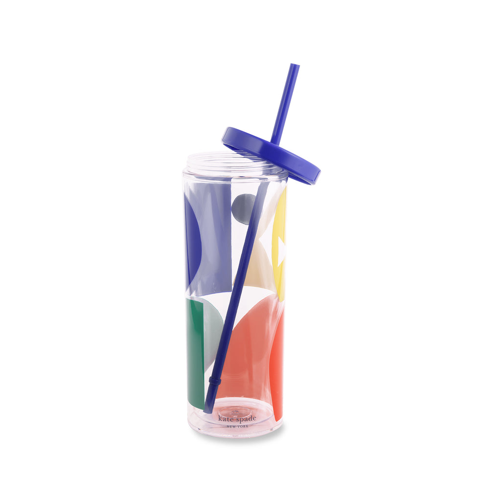 Acrylic Tumbler with Straw, Spade Colorblock