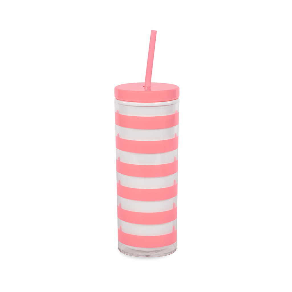 Acrylic Tumbler with Straw, Terrace Stripe