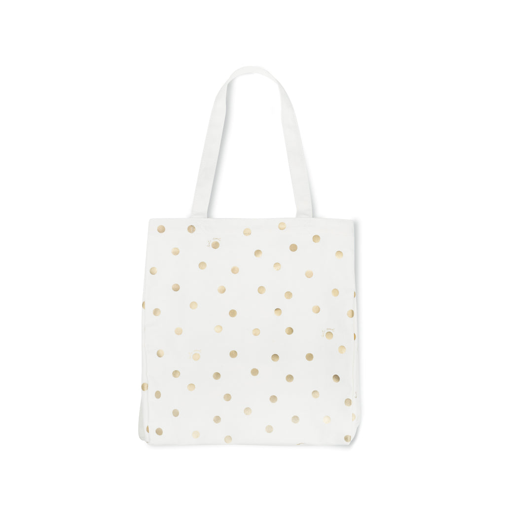 Kate Spade New York Canvas Book Tote, Gold Dot with Script