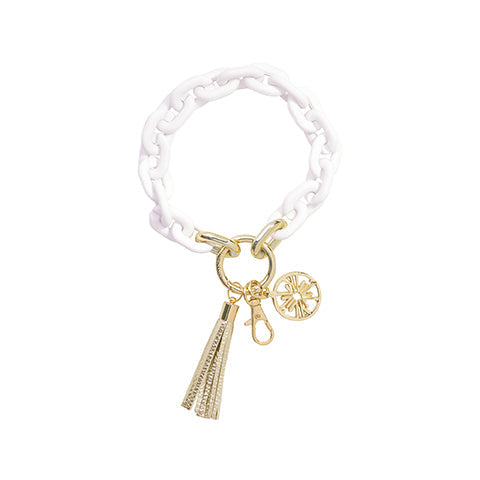 Chain Keychain, White/Gold