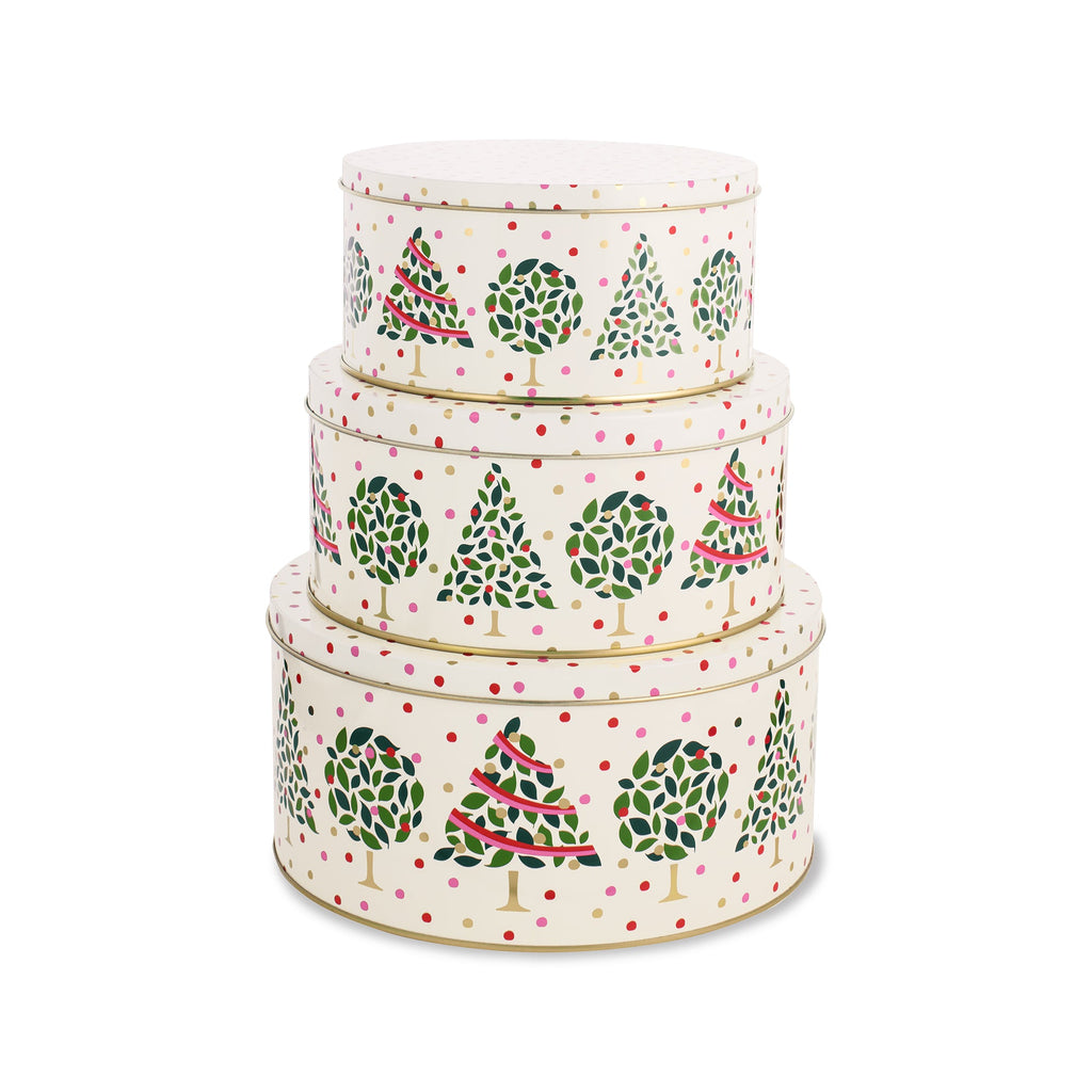 Cookie Tin Set, Evergreen Confetti Dot