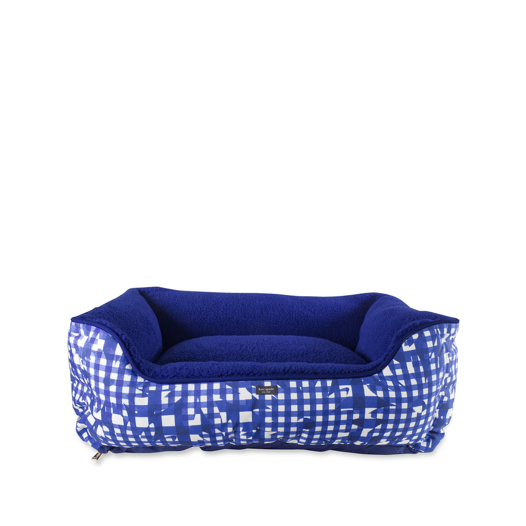 Pet Bed, Navy Daisy Gingham