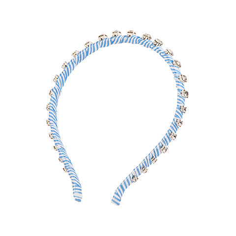 Embellished Skinny Headband, Frenchie Blue Stripe