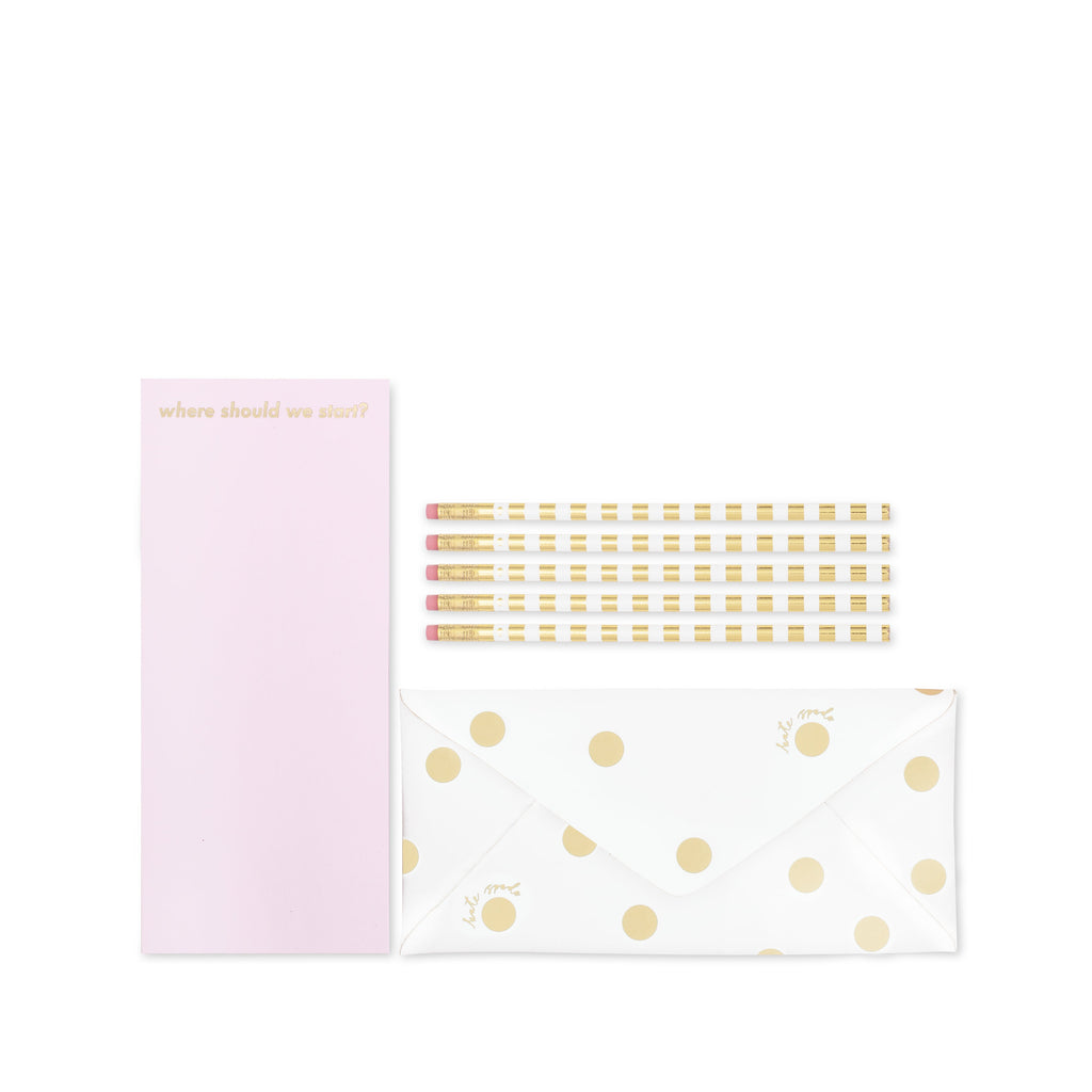 Kate Spade New York Envelope Pencil Pouch, Gold Dot with Script