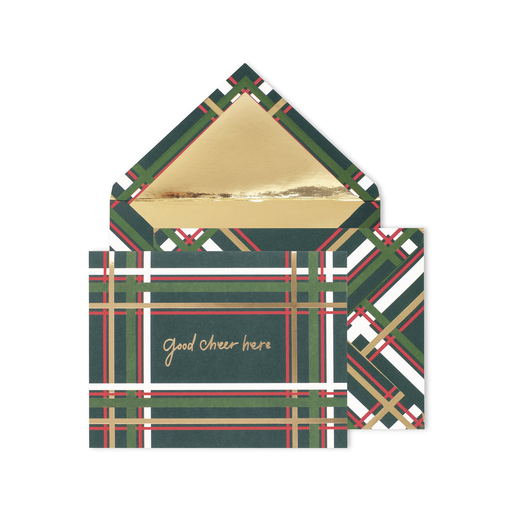 Holiday Card Set, Spruce Plaid