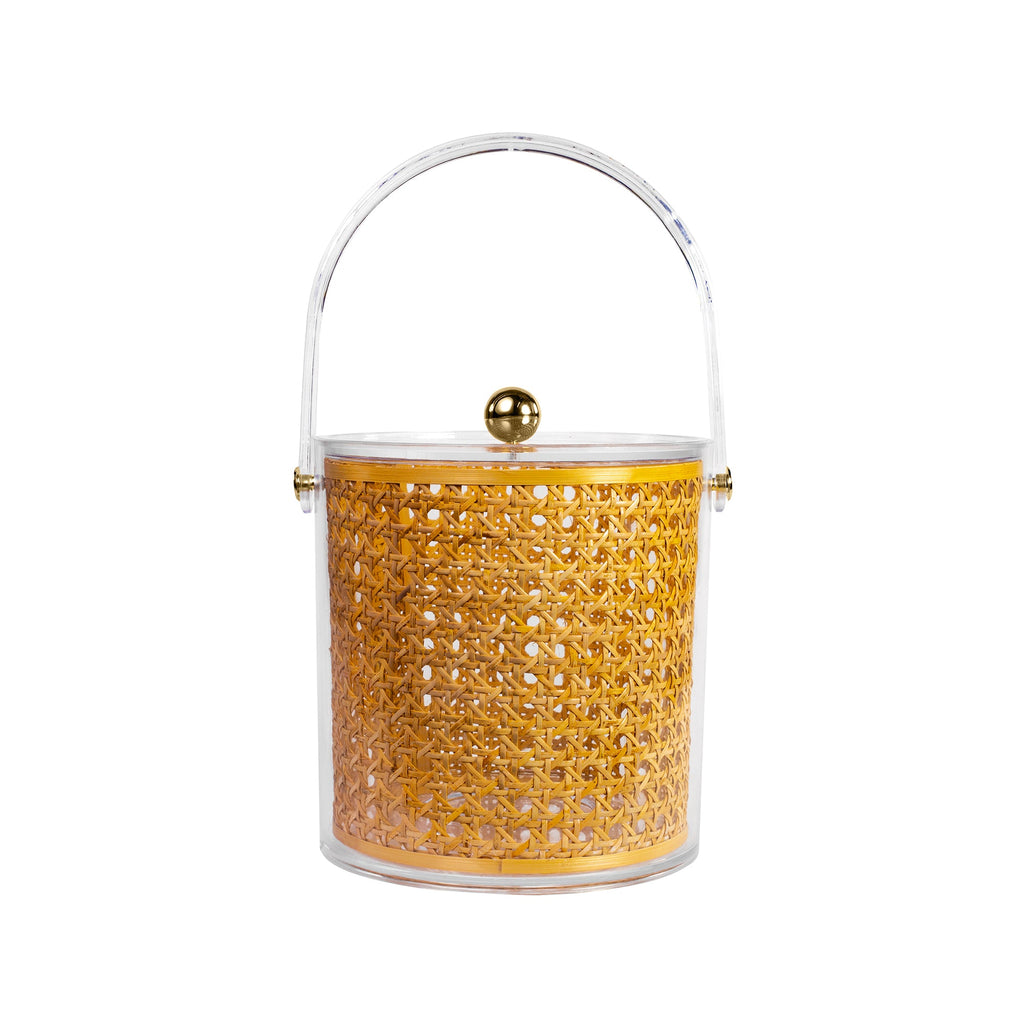 Ice Bucket with Tongs, Caning