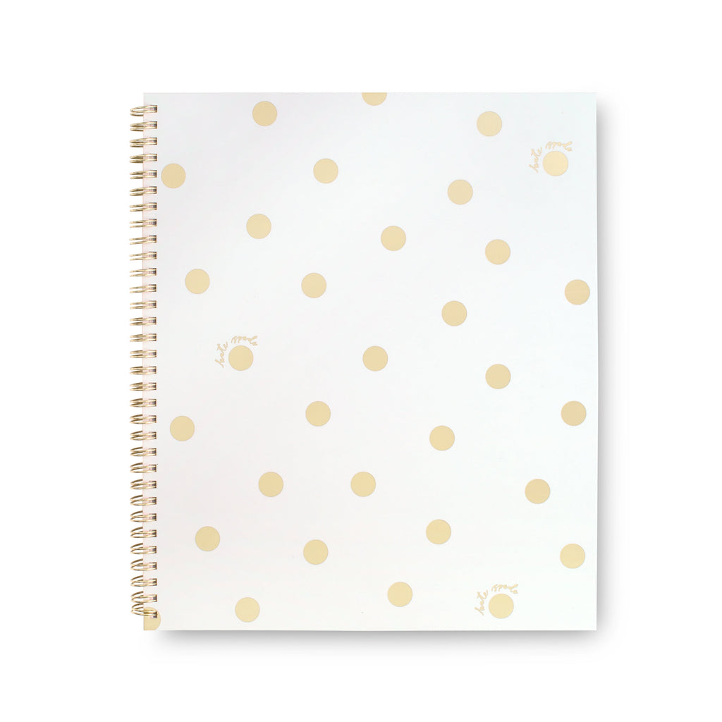 Kate Spade New York Large Spiral Notebook, Gold Dot with Script