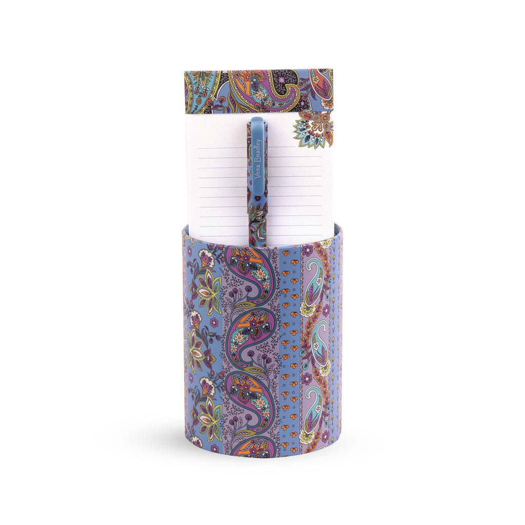 Pen Cup and Notepad Set, Provence Paisley Stripes