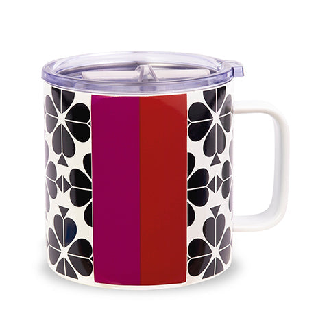 Stainless Steel Coffee Mug, Black Spade Flower