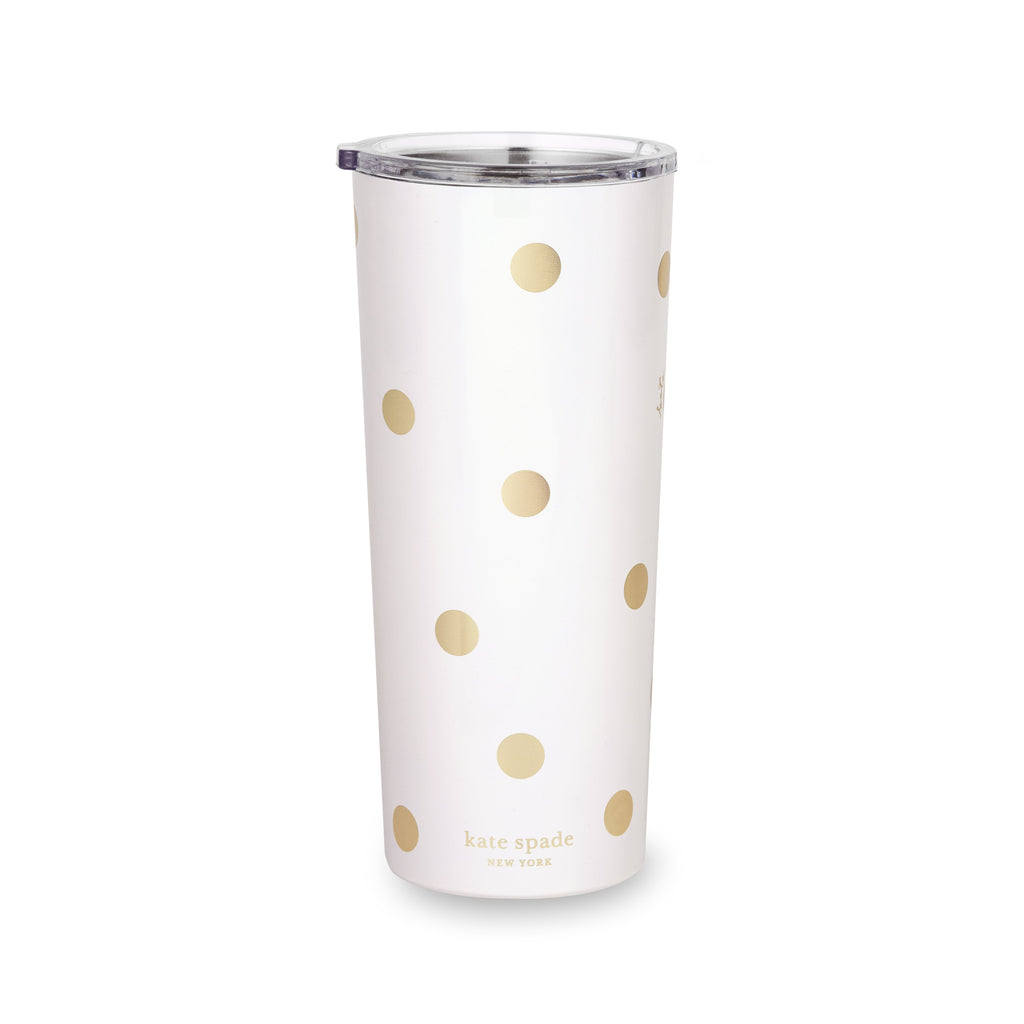 Kate Spade New York Stainless Steel Tumbler, Gold Dot with Script
