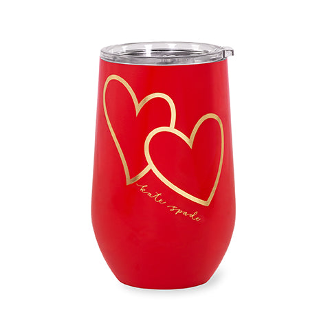 Stainless Steel Wine Tumbler, Brushstroke Hearts