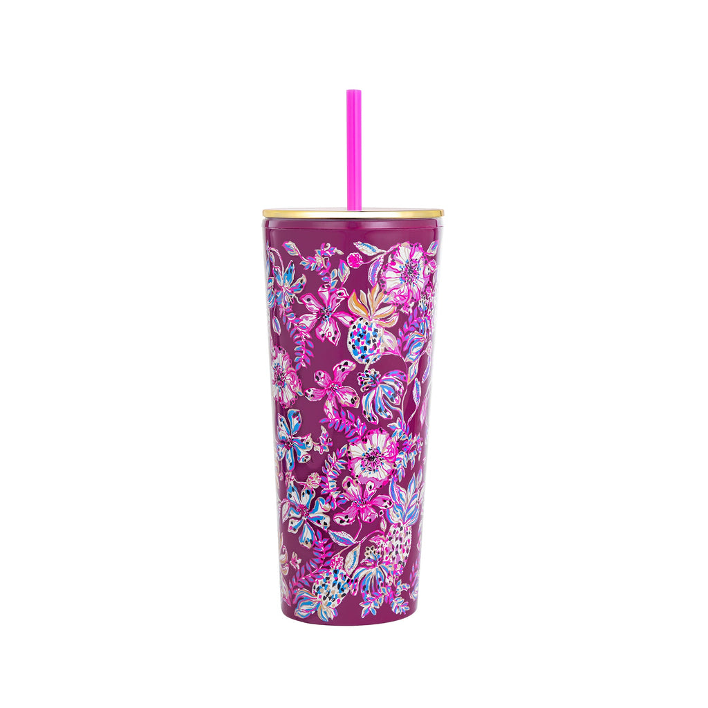 Tumbler with Straw, Amarena Cherry Tropical with a Twist