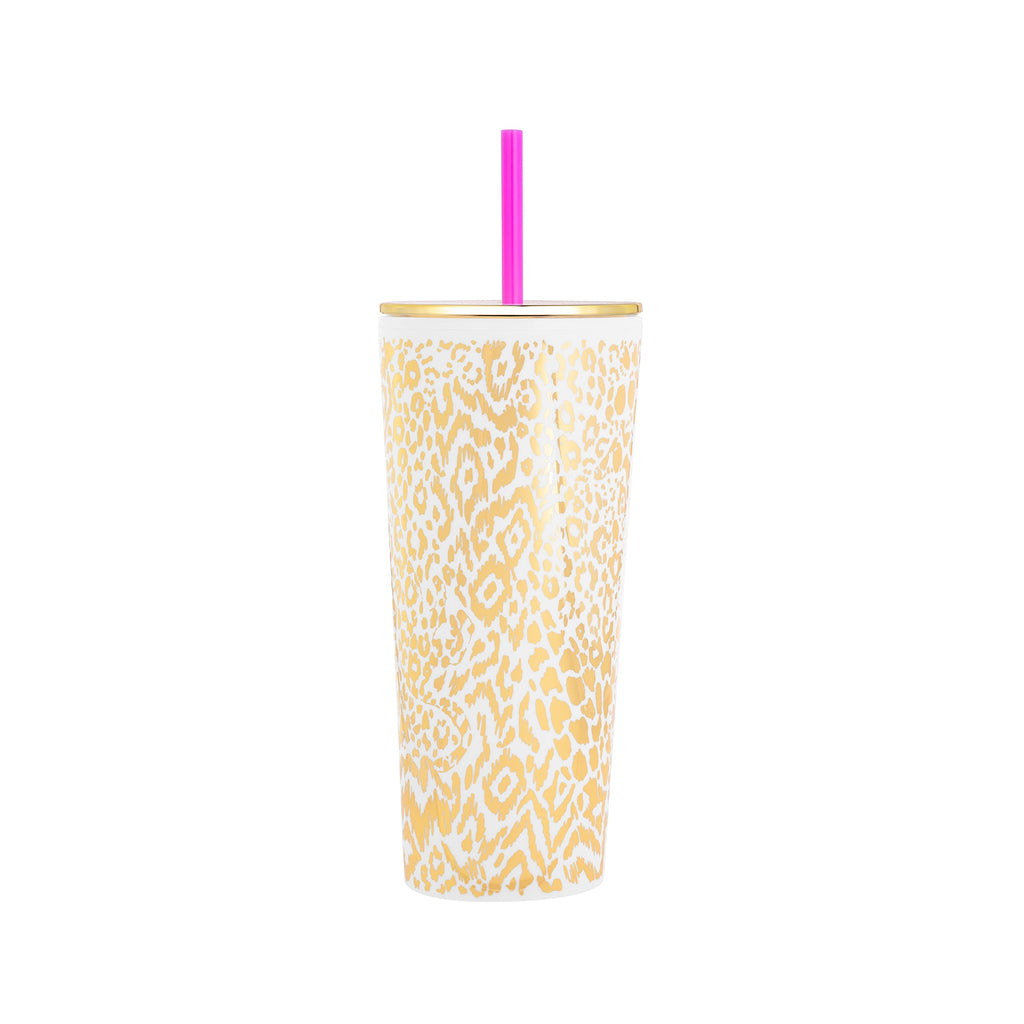 Tumbler with Straw, Gold Pattern Play