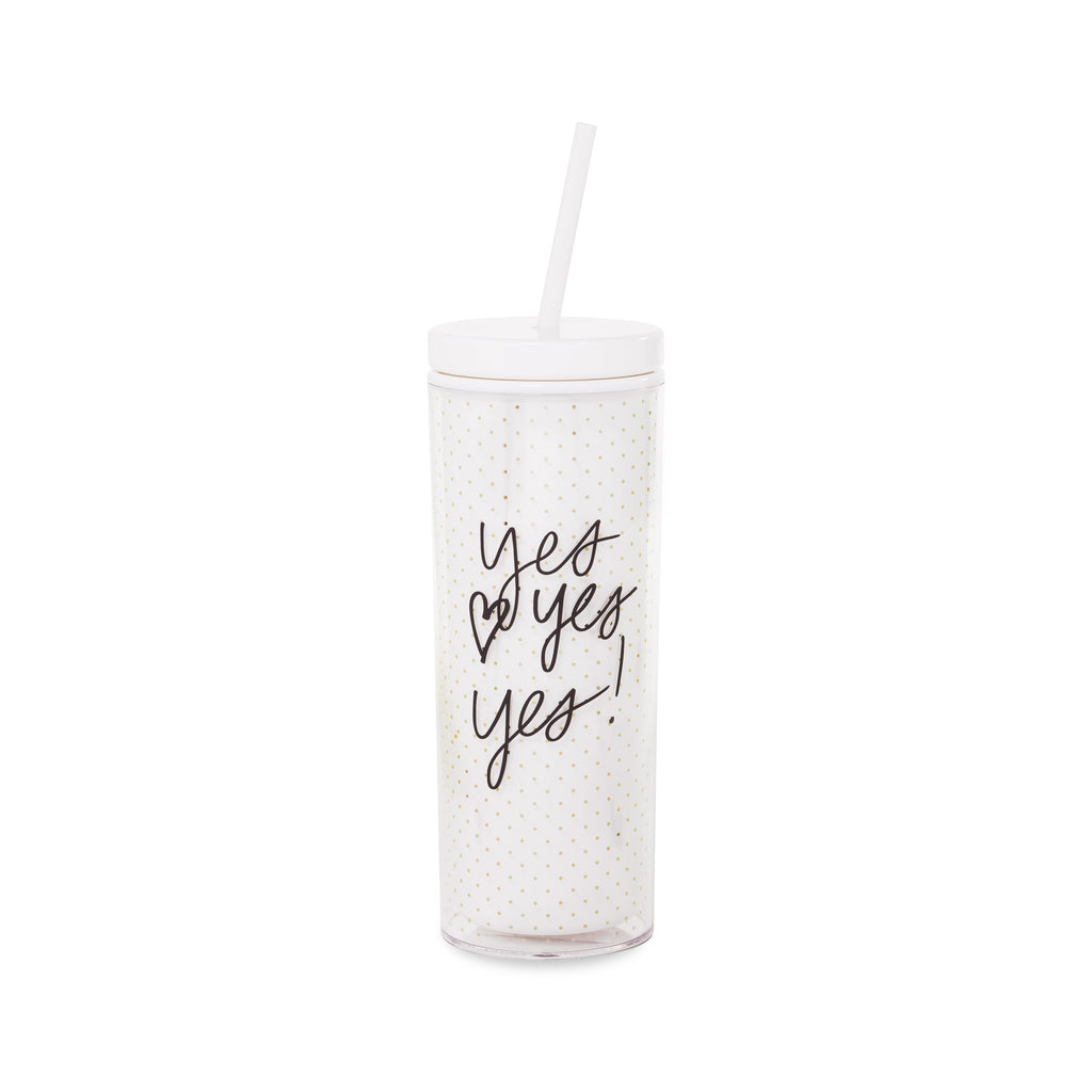 Kate Spade New York Acrylic Tumbler with Straw, Yes Yes Yes