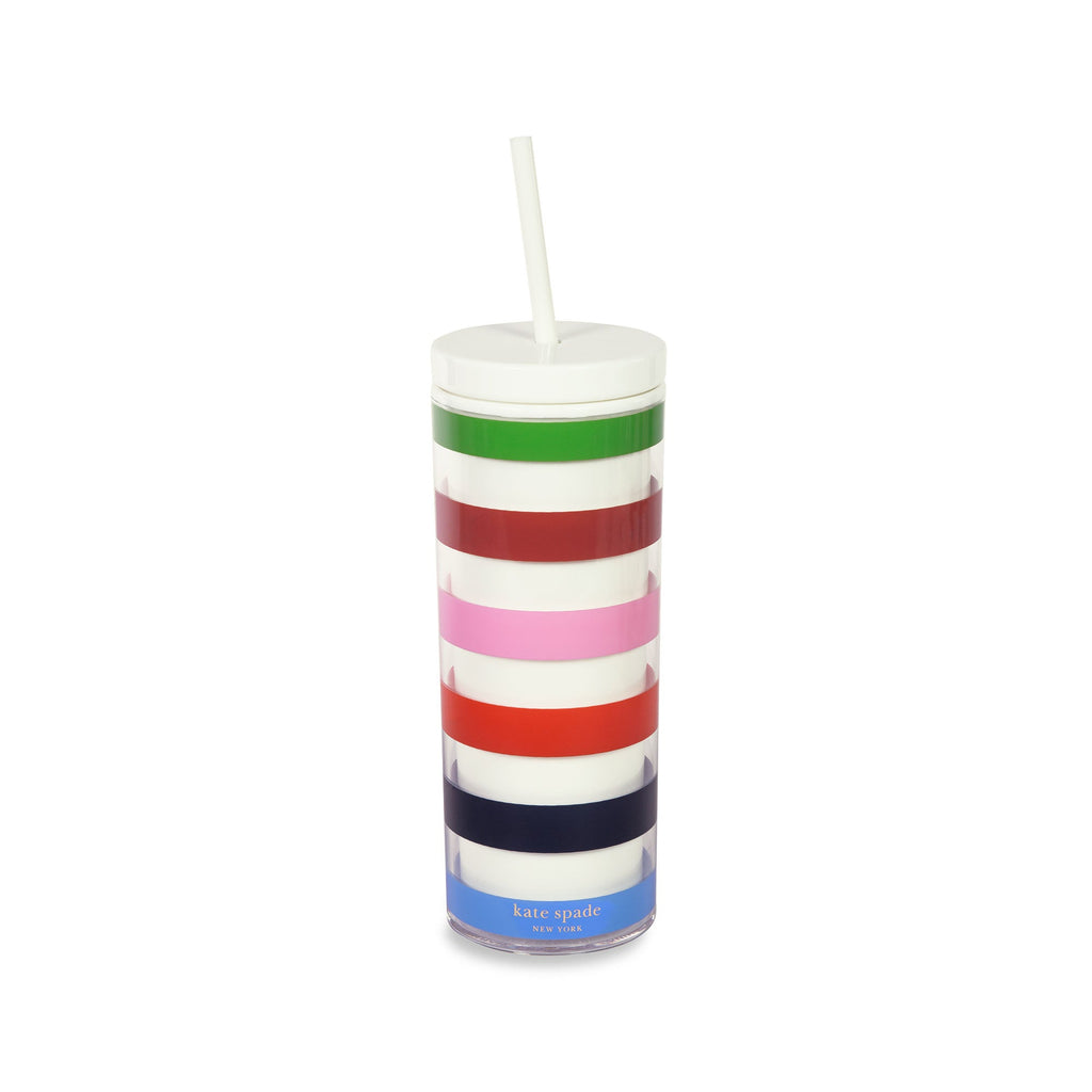 Acrylic Tumbler with Straw, Adventure Stripe