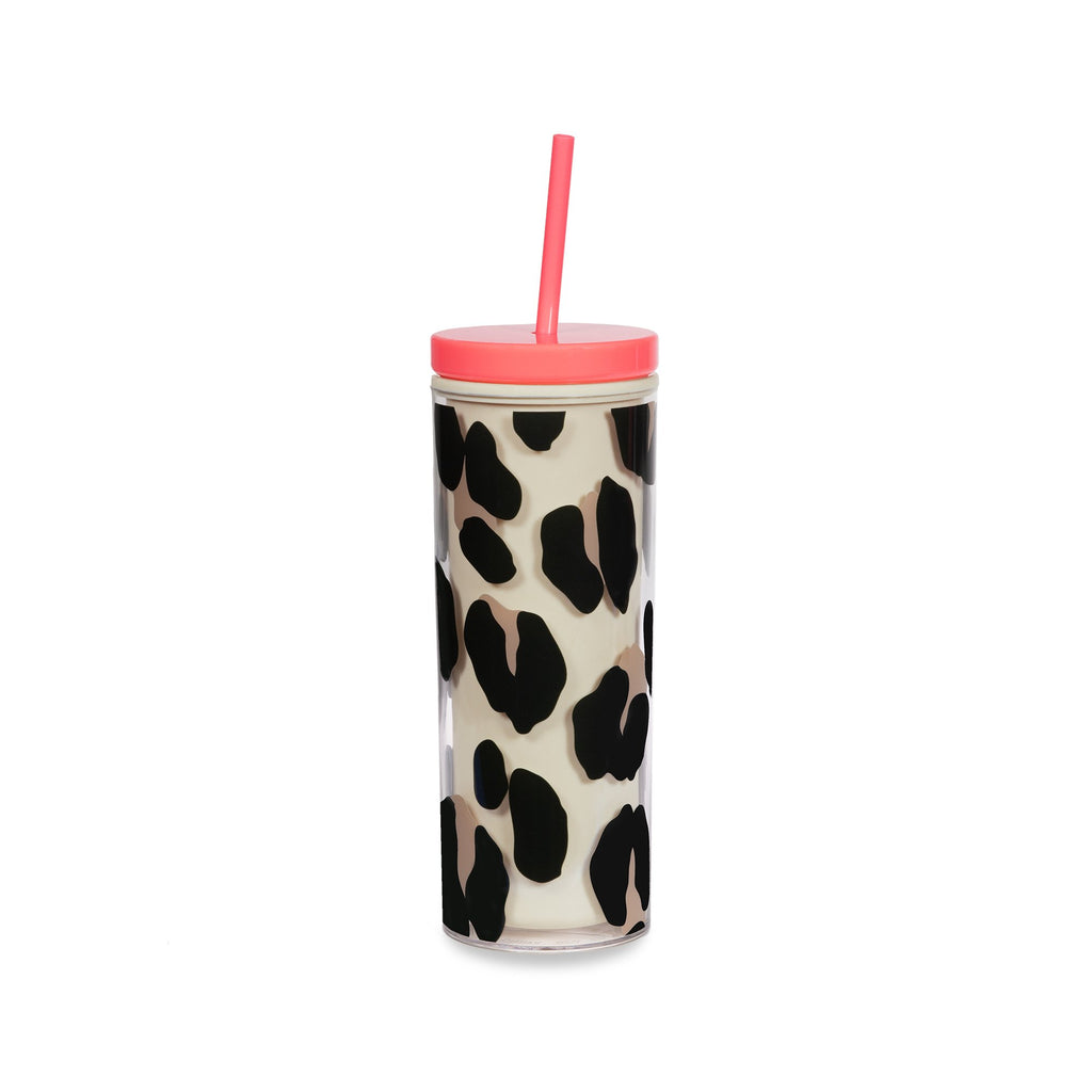 kate spade new york tumbler with straw, forest feline