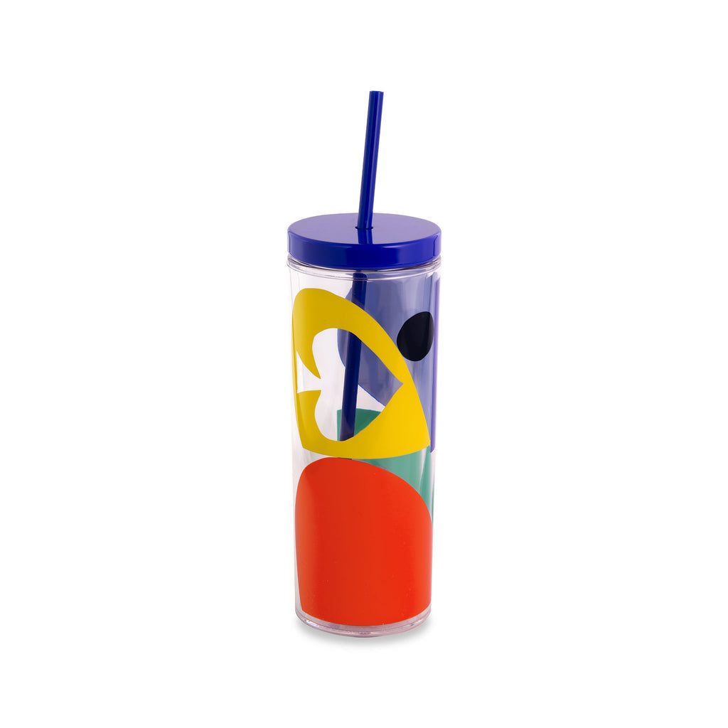 Acrylic Tumbler with Straw, Spade Colorblock
